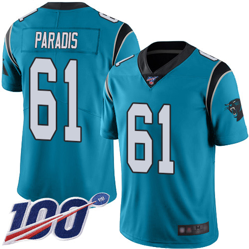 Carolina Panthers Limited Blue Men Matt Paradis Alternate Jersey NFL Football #61 100th Season Vapor Untouchable